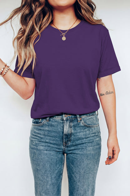 Yellow Cream Casual Plain Crew Neck Tee