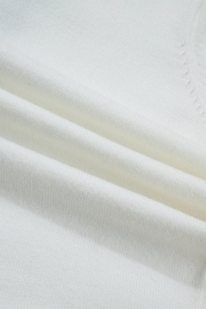 White Knitted Leopard Ruffle Patchwork Button Down Cropped Cardigan