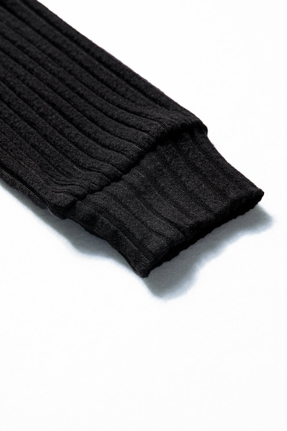 Jet Stream Ribbed Texture Round Neck Long Sleeve Rounded Hem Knit Top