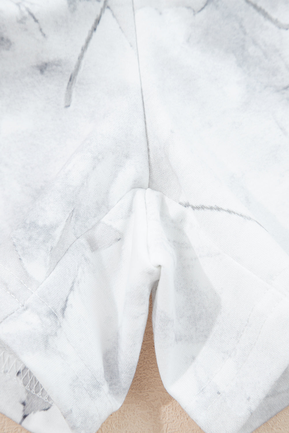 Beige Camo Print Pullover Top and Elastic Waist Casual Short Set