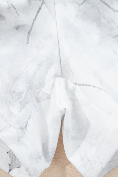 Beige Camo Print Pullover Top and Elastic Waist Casual Short Set