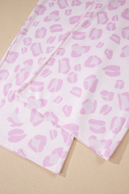 Pink Leopard Two Piece Top and Pants Set