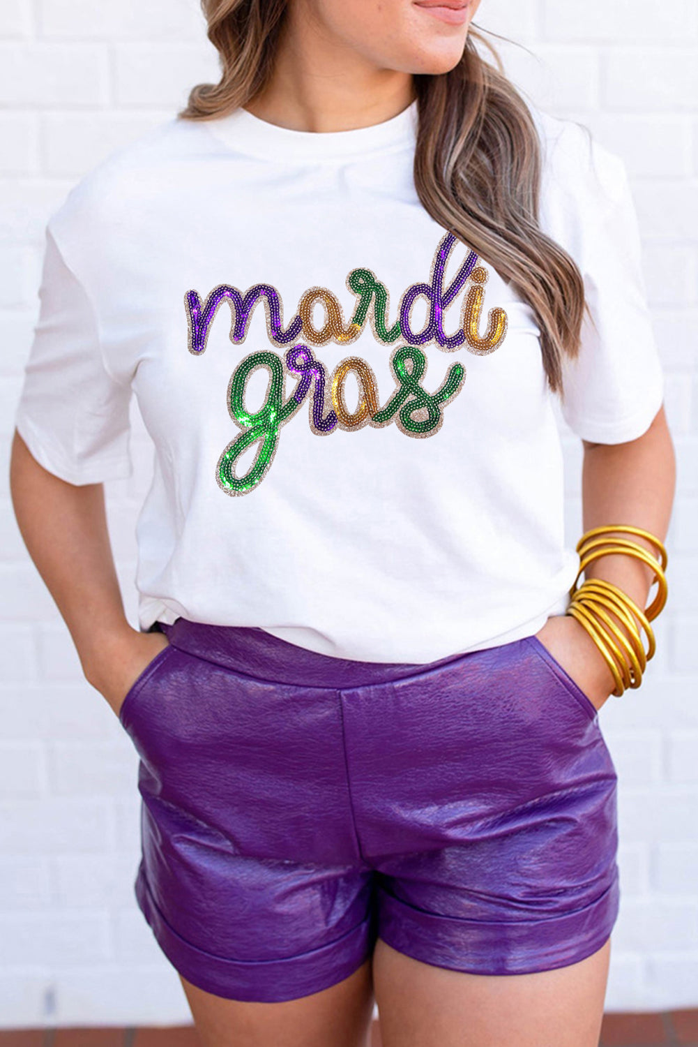 Wisteria Sequin mardi gras Graphic T Shirt