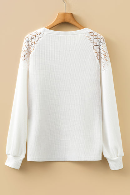 Chestnut Lace Long Sleeve Textured Pullover