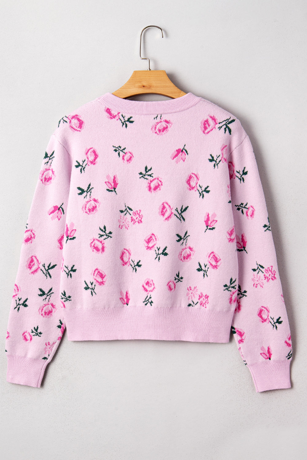 Delicacy Sweet Floral Print Drop Shoulder Cropped Sweater