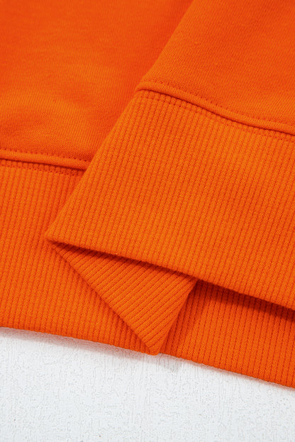 Orange Varsity Striped Sleeve Drop Shoulder Sweatshirt and Short Set