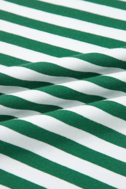 Yellow Stripe Drop Shoulder Boxy Casual Terry Short Set