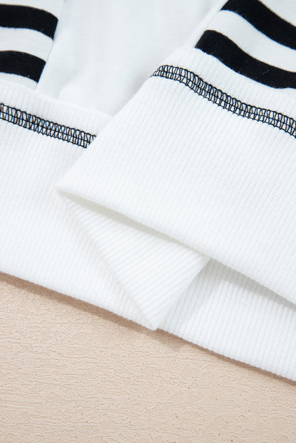 Red Stripe Colorblock Patchwork Contrast Stitching Oversize Sweatshirt