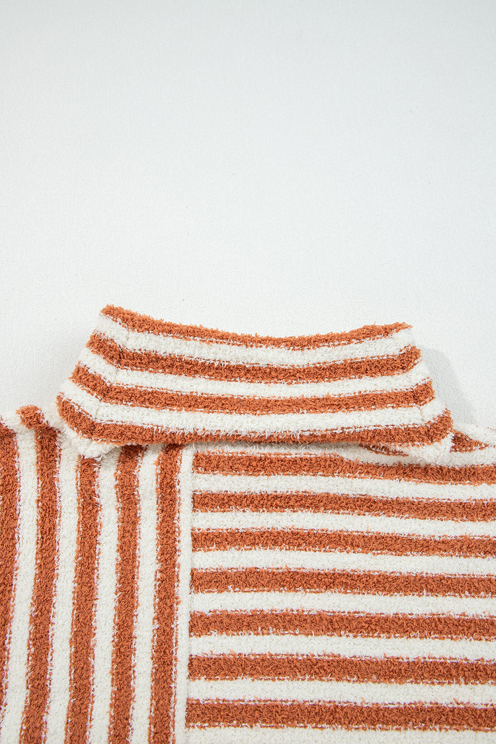 Orange Stripe Cowl Neck Drop Shoulder Sweater
