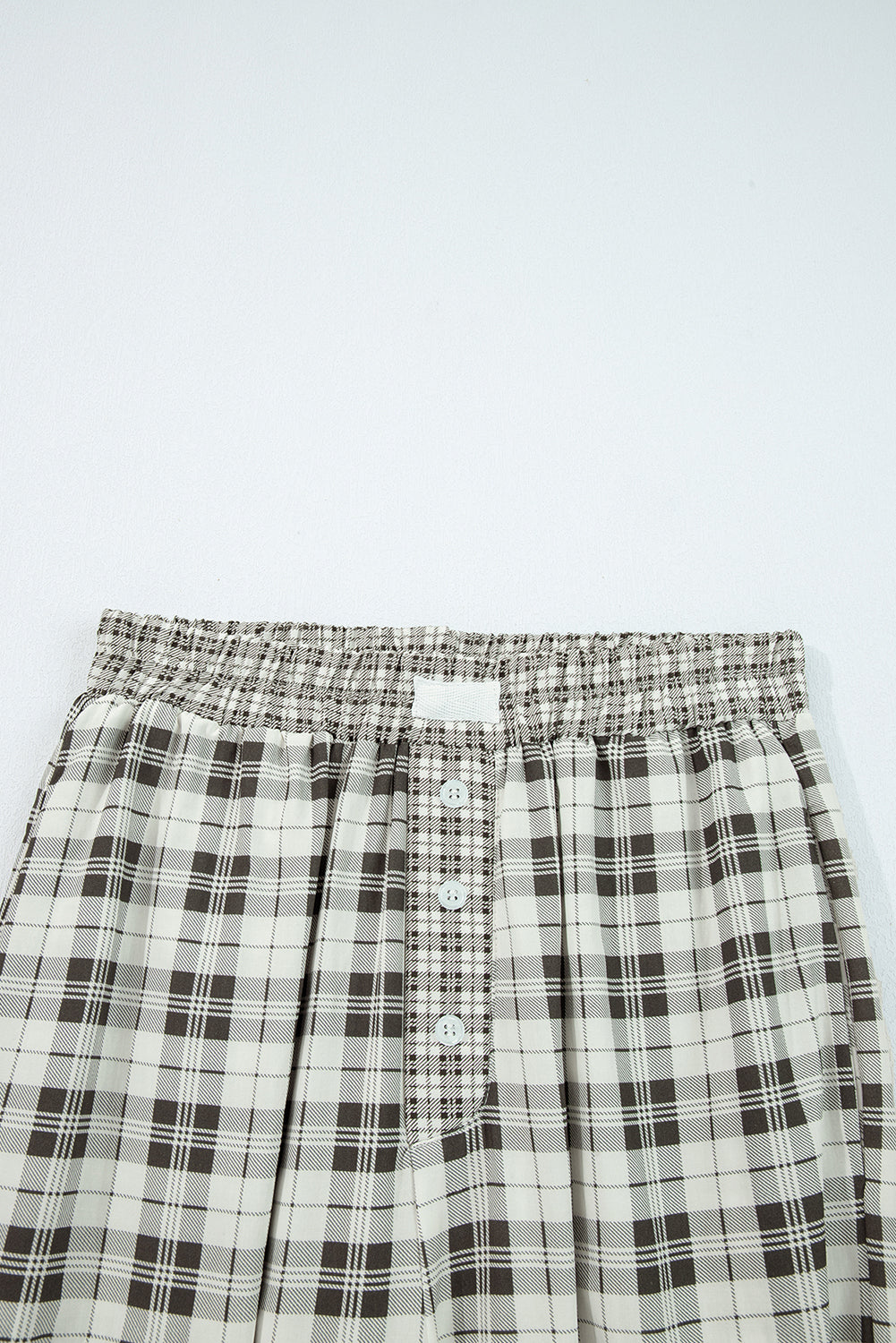 Gray Plaid Wide Leg Casual Pants