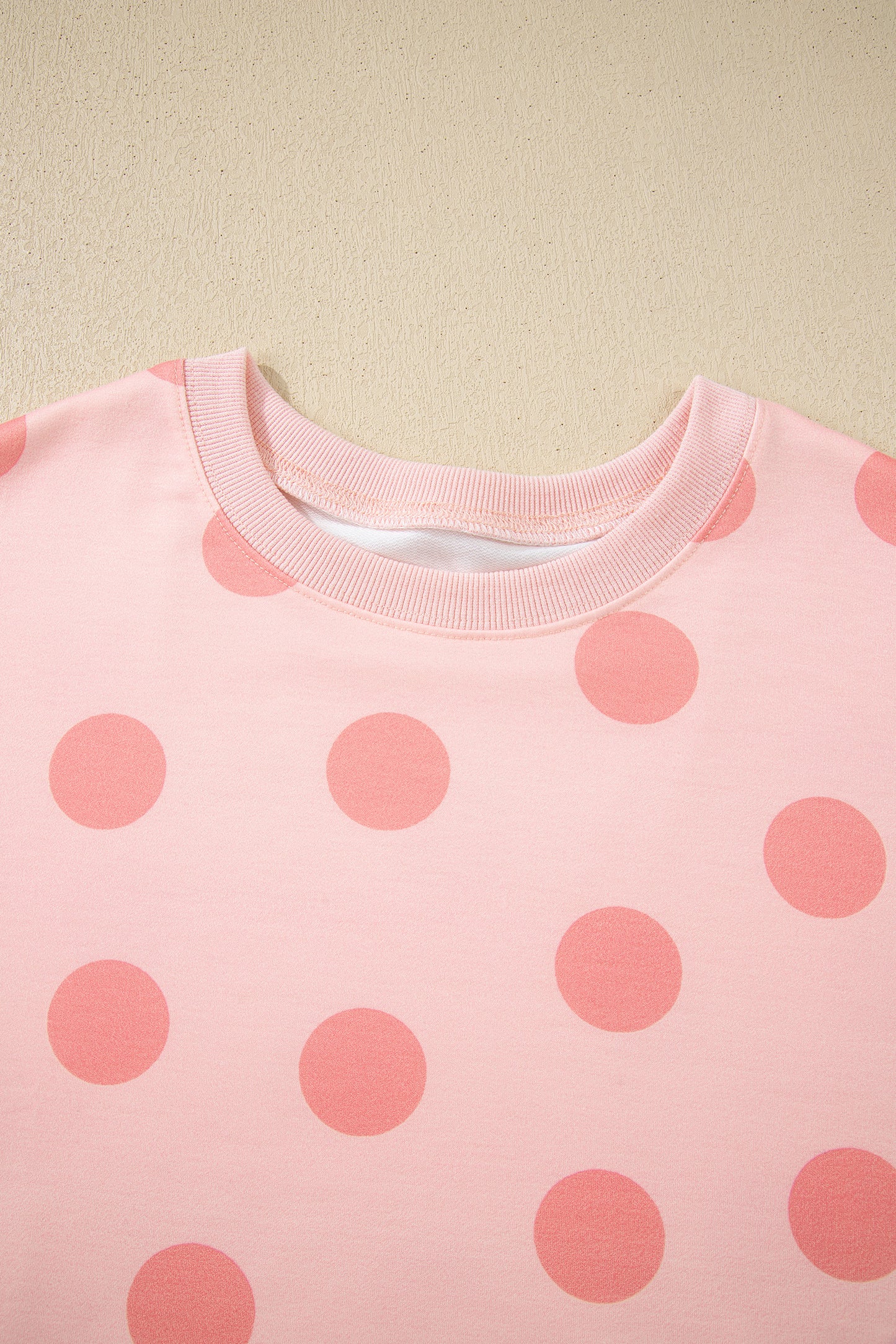 Sky Blue Polka Dot Print Drop Shoulder Pullover Drawstring Shorts Set