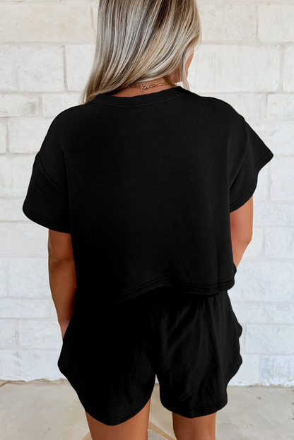 Black Baseball Print Skort Set