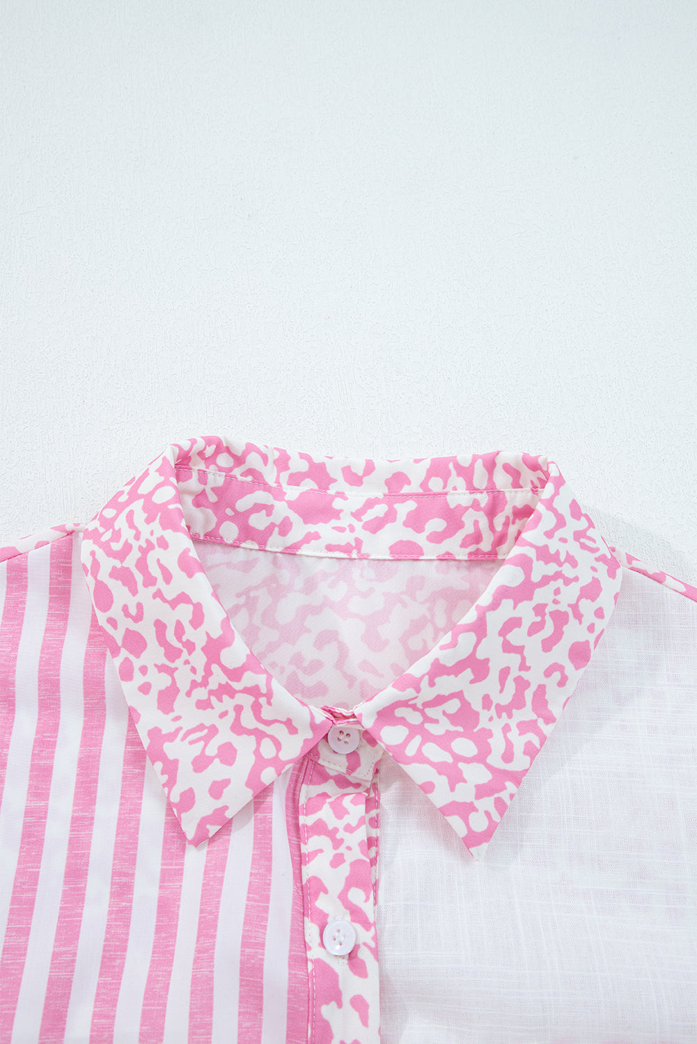Pink Leopard Striped Western Casual Shirt