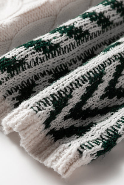 Brown Color Block Patchwork Knotted Back Loose Fit Sweater