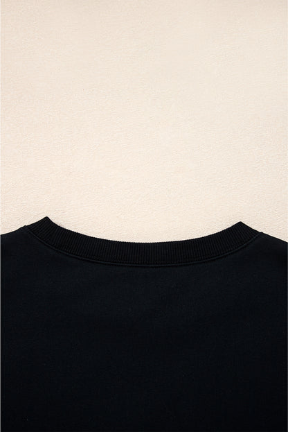 Navy Blue Varsity Striped Detail Drop Shoulder Oversized Sweatshirt