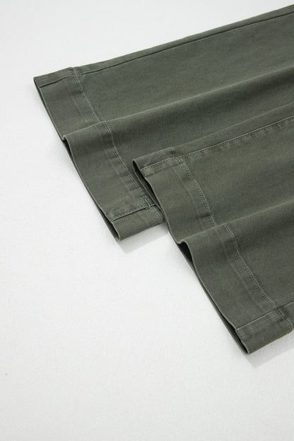 Mist Green 2-Button High Waist Flared Bottom Jeans