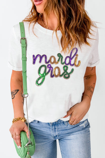 Wisteria Sequin mardi gras Graphic T Shirt