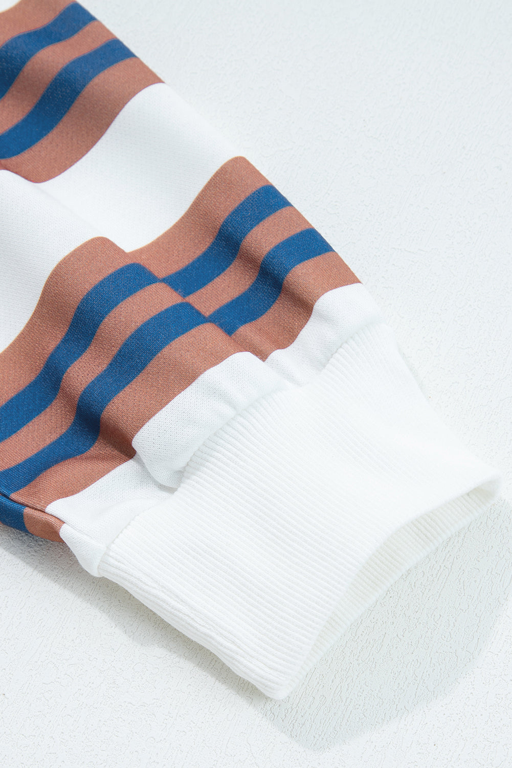 Khaki Stripe Crew Neck Drop Shoulder Pullover Sweatshirt