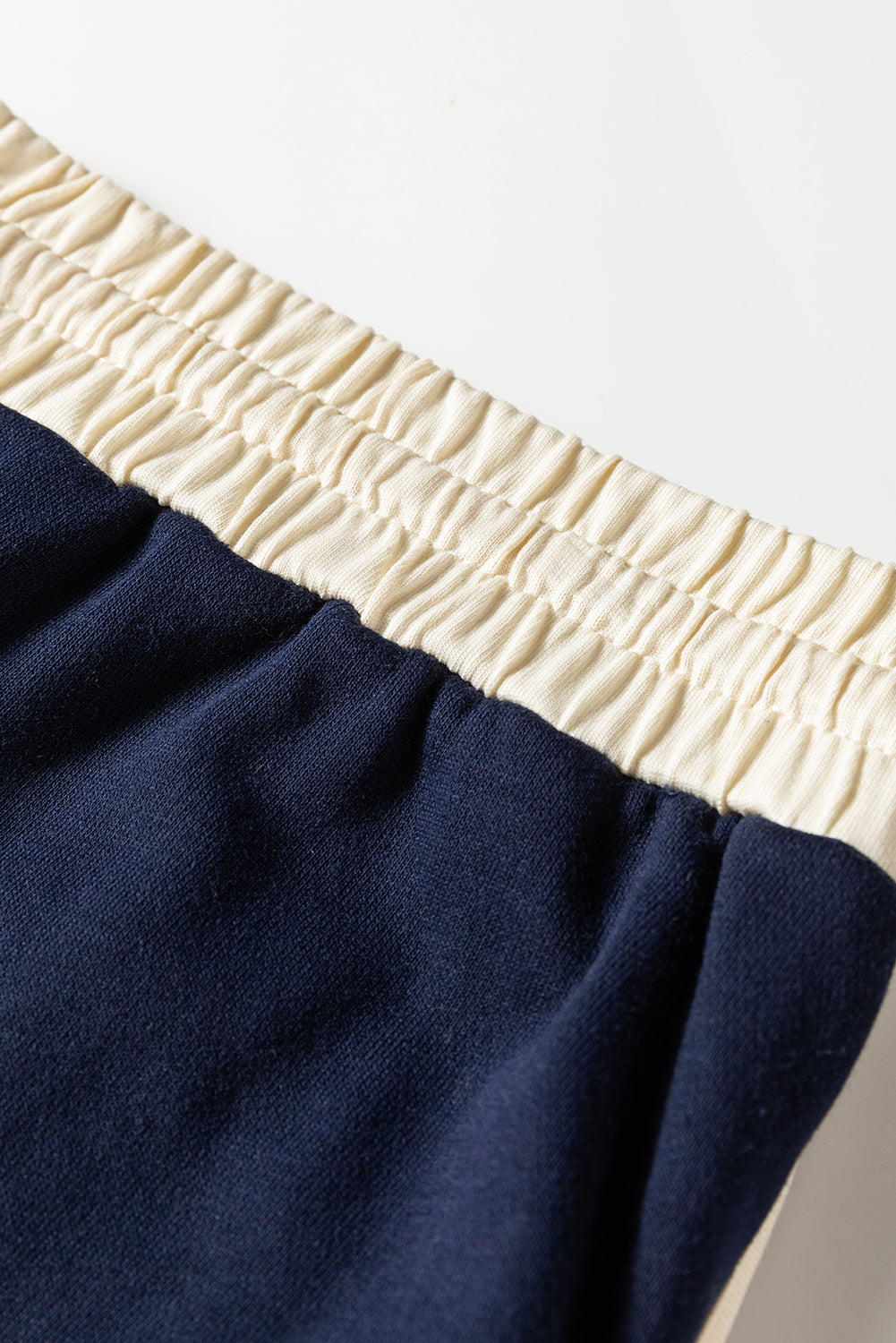 Navy Blue Plus Color Block Drop Shoulder Top and Lace-up Skirt Outfit