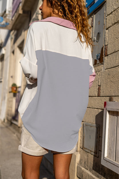 White Pure Color Patch Pocket Shirt
