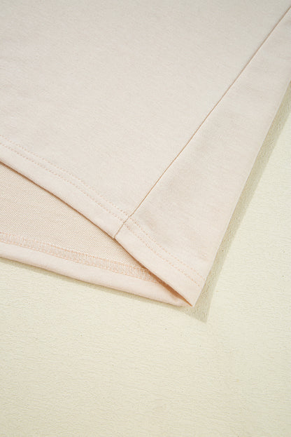 Beige Vibrant Striped Detail Athleisure 2pcs Short Set