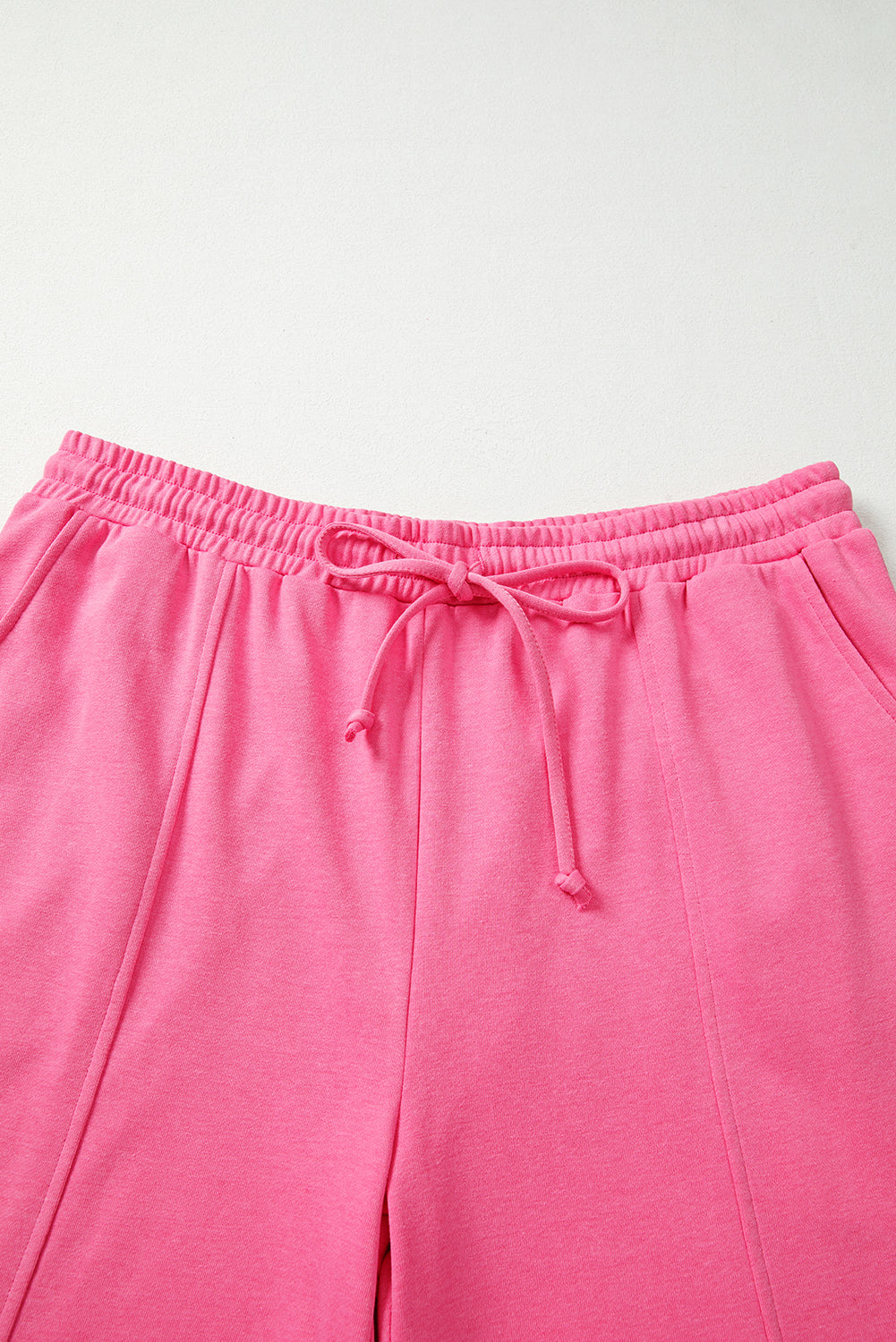 Bright Pink Plus Size Henley Drop Shoulder Pullover and Jogger Pants Two Piece Set
