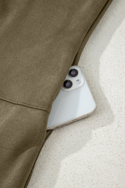 Moss Green Frilled Round Neck Short Puff Sleeve Shift Mini Dress