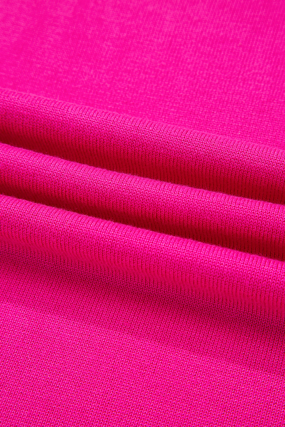 Rose Red Contrast Trim Round Neck Short Sleeve Loose Knit Sweater