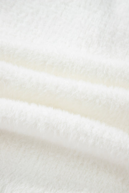 Smoke Gray Fuzzy Buttoned Front Midi Solid Cardigan