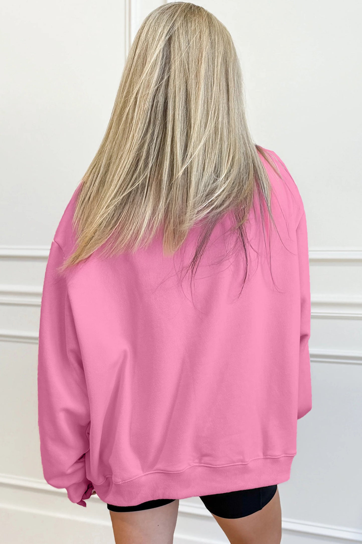 Apricot Pink Oversize Mock Neck Sweatshirt