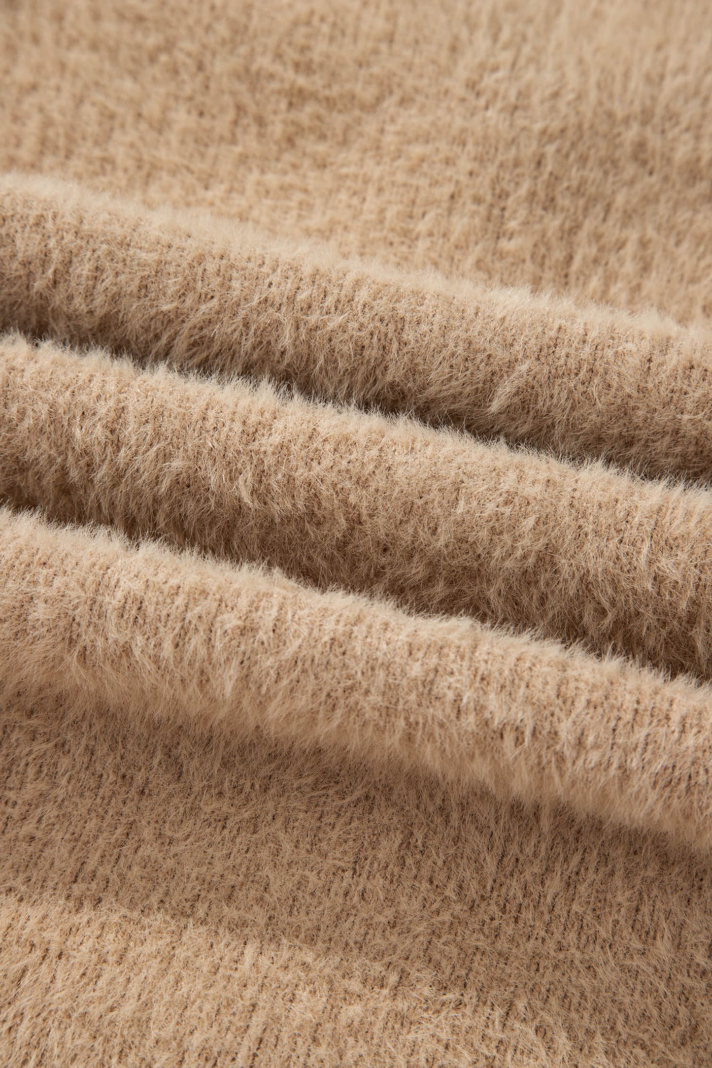 Smoke Gray Fuzzy Buttoned Front Midi Solid Cardigan