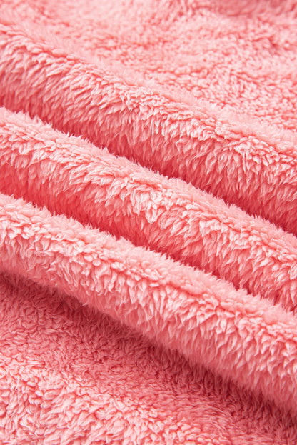 Gossamer Pink Varsity Striped Banding Patchwork Winter Plush Vest