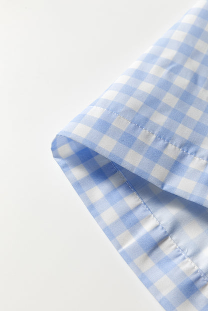 Myosotis Plaid Print Smocked High Waist Womens Loose Pants