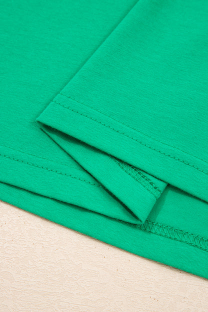 Dark Green Plus Size Button Front Ruffled Stripe Trim V Neck Flutter Sleeve Blouse