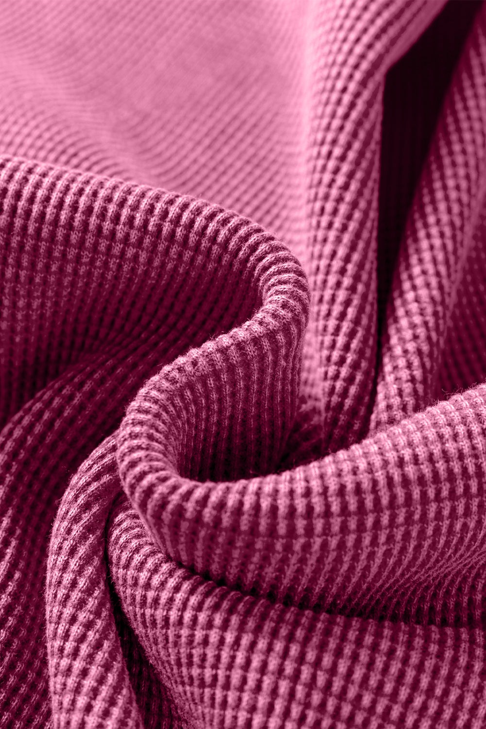 Mist Green Waffle Knit Patchwork Long Sleeve Loose Top