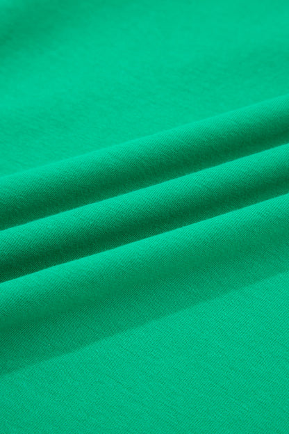 Dark Green Plus Size Button Front Ruffled Stripe Trim V Neck Flutter Sleeve Blouse