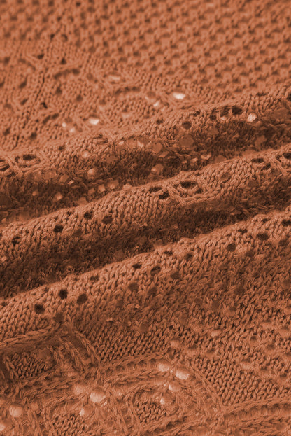 Lapis Mix Pattern Hollowed Knit Open Front Cardigan