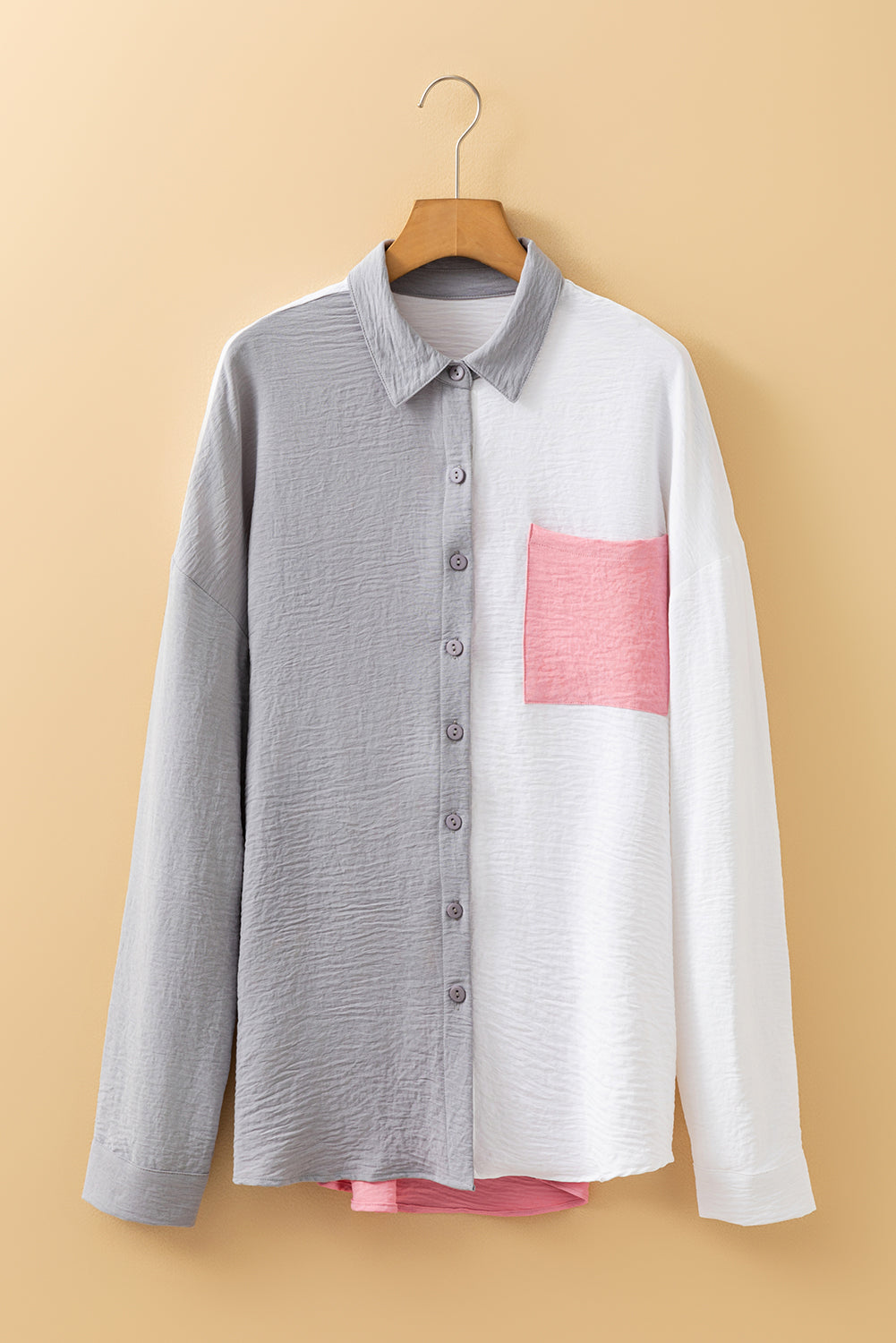 White Pure Color Patch Pocket Shirt