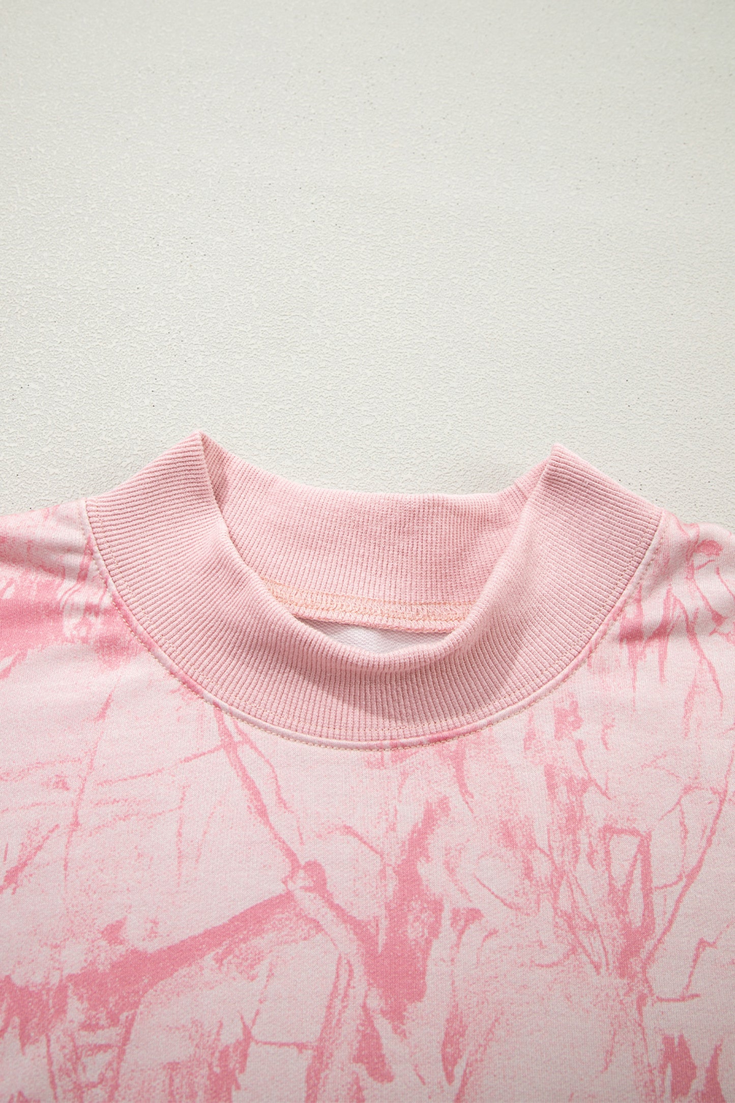 Pink Mock Neck Pullover and Shorts Camo Set