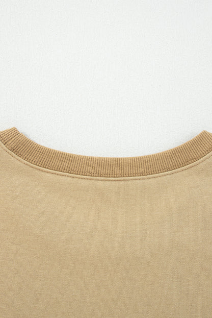 Sage Green Contrast Star Patchwork Exposed Seam Uneven Hem Drop Shoulder Sweatshirt