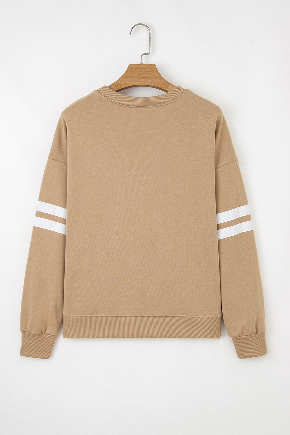 Coffee Varsity Striped Detail Drop Shoulder Oversized Sweatshirt