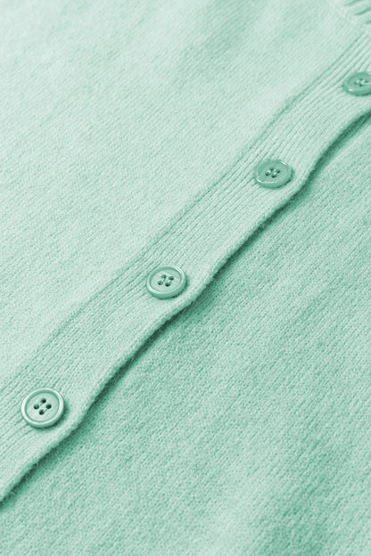 Peach Blossom 3/4 Sleeve Boxy Knit Button Down Sweater Cardigan