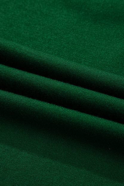 Blackish Green Floral Patchwork Shirred Cuff Puff Sleeve Sweater