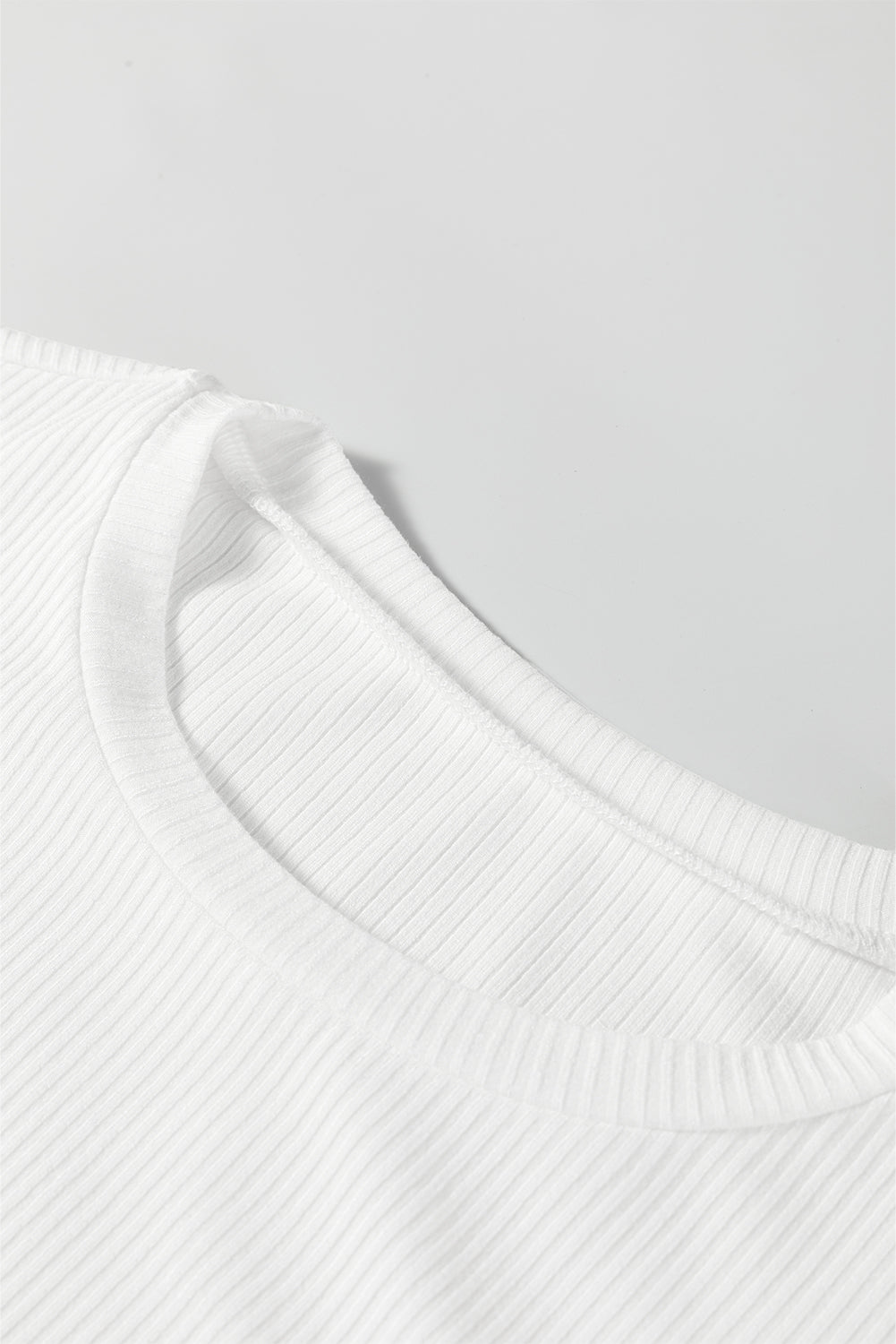 Black Ribbed Long Sleeve Crew Neck Solid Color Bodysuit