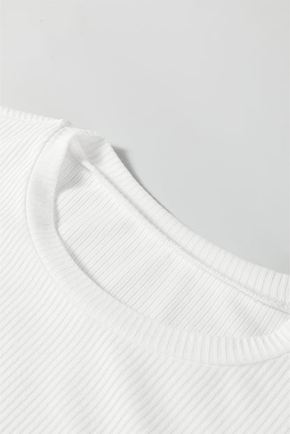 Black Ribbed Long Sleeve Crew Neck Solid Color Bodysuit