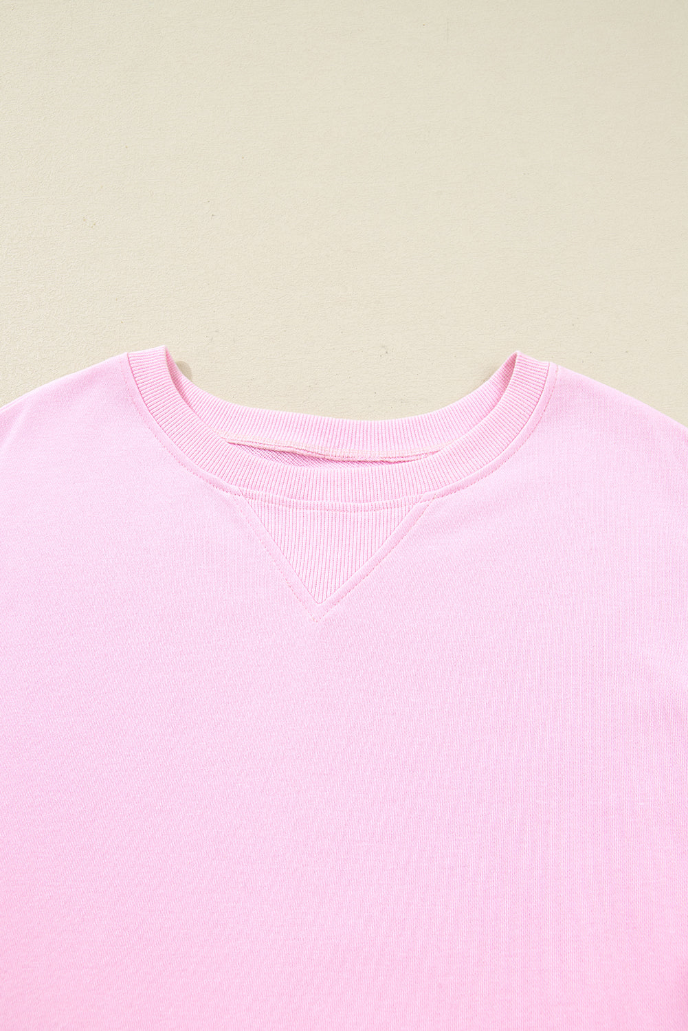 Pink Plus Size Mix Floral Patched Sleeve Ribbed Trim Baggy Sweatshirt