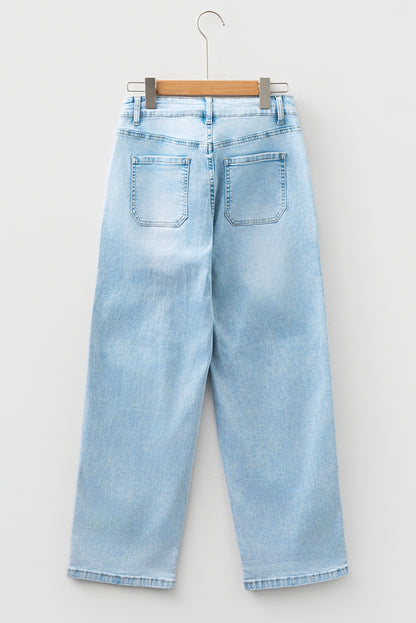 Myosotis Exposed Stitch Detail Drawstring Barrel Jeans