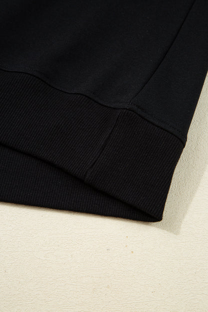 Black Chenille Game Day Graphic Drop Shoulder Sweatshirt