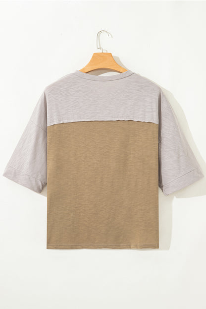 Green Flower Patched Exposed Seam Bracelet Sleeve Oversized T Shirt