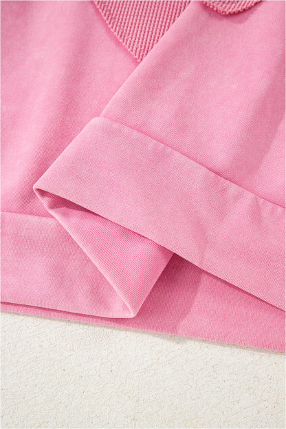 Bonbon Waffle Bowknot Patchwork Graphic Mineral Wash Plus Size Sweatshirt